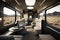 luxury train with sleek and modern design, featuring minimalist interiors and sleek furnishings