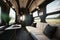 luxury train with sleek and modern design, featuring minimalist interiors and sleek furnishings