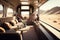 luxury train, with sleek and modern furnishings, traveling through sunny valley