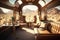 luxury train, with sleek and modern furnishings, traveling through sunny valley