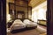 Luxury twin bed room hotel with Arabic decoration at Abu Dhabi, UAE