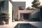 Luxury villa in Mexico, tropical house with swimming pool and plant, Generative AI