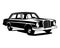 luxury vintage car logo seen from front. amazing sunset view design.