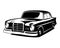 luxury vintage car logo seen from front. amazing sunset view design.