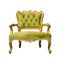 Luxury vintage green couch isolated