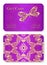 Luxury violet gift card with dragonfly ornament. F