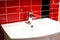 Luxury washbasin in the hotel. Designer bathroom in the Spa . Washbasin close-up