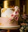 Luxury wedding cake, exclusive high-end design, beautifully decorated professional multi tier premium cake as main