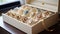 Luxury wedding gift gold jewelry box with chocolate indulgence generated by AI