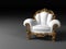 Luxury white armchair with golden frame