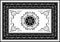 Luxury white frame with black oval ornament in the center of spiral stripes and black border with white  pattern