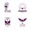 Luxury Wine Logo Design. With purple grapes, bottle, deer horn, and wings. Premium Logo Design