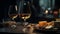 Luxury wine table, celebration night, elegance glass generated by AI