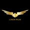 Luxury wings GOLD logo emblem design concept template