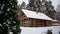 Luxury wooden building house cottage at winter