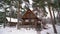 Luxury wooden building house cottage at winter
