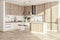 Luxury wooden kitchen studio interor