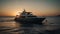 Luxury yacht sails into the sunset, relaxation awaits generated by AI