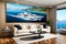 Luxury Yacht In The Sea Painting In The Room. Huge Yacht Travelling On The Sea. Generative AI