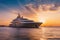 Luxury yacht in the sea at sunset. luxury yacht