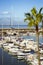 Luxury yachts on the dock at the yacht club Puerto Colon, Costa