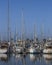 Luxury yachts docking at the Santa Barbara marina, California