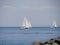 Luxury yachts in Mediterranean sea - Sailing regatta near sorrento, Italy