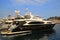 Luxury yachts moored in the port Hercules in Monaco