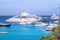 Luxury yachts at Porto Massimo bay at Sardinia Island, Italy