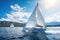 Luxury Yachts at Sea, Sailing Regatta, Sailing Sport in Ocean Waves, Generative AI Illustration