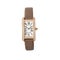 Luxury yellow gold rectangular watch with white diamonds and leather strap
