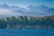 Luzern lake and Swiss Alps landscape view