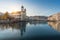 Luzern Skyline with Jesuit Church and Reuss River at sunset - Lucerne, Switzerland