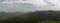 Luzicke hory mountains wide panorama, skyline view from hill stredni vrch, green forest and blue sky, white clouds background