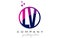 LV L V Circle Letter Logo Design with Purple Dots Bubbles