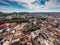 Lviv from a bird`s eye view. City from above. Lviv, view of the city from the tower