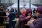 LVIV, UKRAINE - APR 02, 2022: Volunteers in tent camp of World Central Kitchen and Red Cross helping to feed and aid thousands of