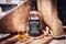 Lviv, Ukraine - April 07.2020: Jack Daniels whiskey, whiskey bottle of whiskey in the basement, whiskey production