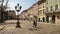 Lviv, Ukraine - April 17, 2020: Empty central market square Rynok Square in Lviv