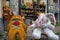 Lviv, Ukraine - April 28, 2018: yard abandoned toys of children, including dolls, teddy bears, monkeys and many others