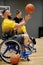 Lviv, Ukraine, April 29th 2023, Invictus Games. Athlete spinning basketball on his finger, sitting in wheelchair