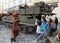 Lviv, Ukraine - August 11, 2022: People watch destroyed Russian military equipment that was destroyed in fights with the Ukrainian