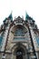 Lviv, Ukraine - February 4, 2018: St. Elizabeth church in Lviv in winter, Baroque and Gothic architecture, central entrance