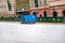 Lviv, Ukraine - January 21, 2018: ice rink cleaning machine