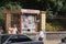 Lviv, Ukraine - July 13, 2019: Kiosk of simple metal construction selling magazines at a street in the town