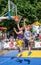 Lviv, Ukraine - July 2015: Yarych street Fest 2015. Street basketball competition at the festival near Lviv Opera House. Players