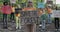 Lviv, Ukraine - July 28, 2020: Top view of woman with placard save the forest standing in front of eco activists group