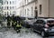 Lviv, Ukraine - July 6, 2023: Rescuers work in a apartment building partially destroyed after a Russian missile strike in city of