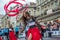 LVIV, UKRAINE - JUNE 2016: Young charming girls perform a dance with her on the street in front of the audience in the red, w