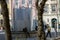 LVIV, UKRAINE - March 20, 2022: Protective structures for protection in case of bombing - statues of fountains of Diana, Neptune,